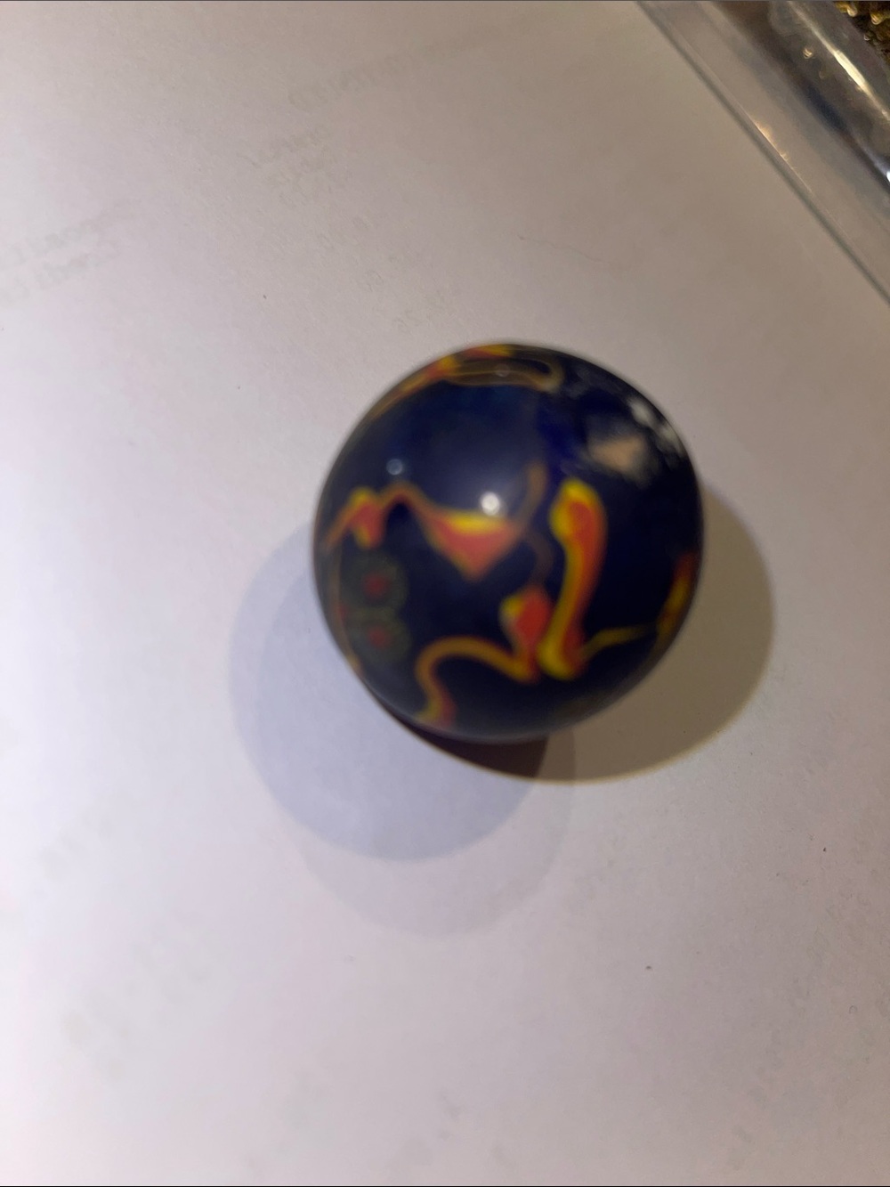 Handcrafted Navy Blue and Orange Swirl Bead pendant Necklace Accent